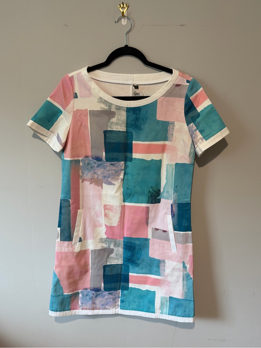Tyler Boe Women's Color Block Watercolor Short Sleeve Tunic Dress Size 6